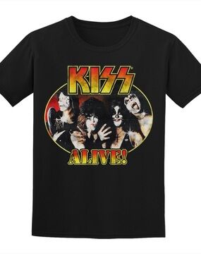 KISS 'Alive!' Edition Black Graphic Tee Shirt. Men’s Size Large.